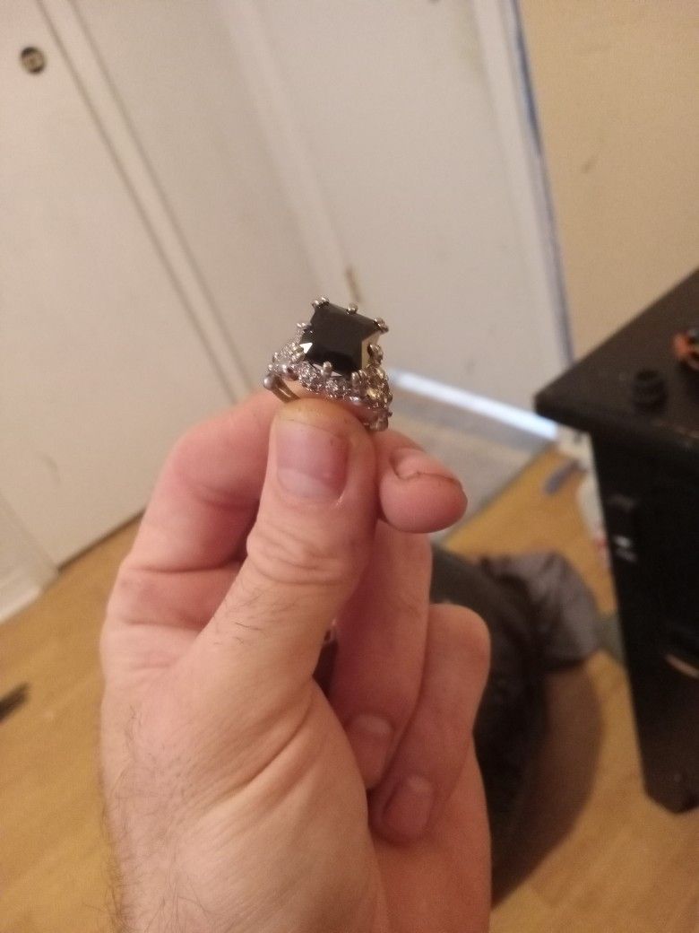 1939 Silver Black Pearl Ring