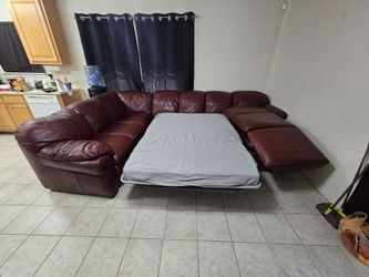 Italian leather burgundy couch