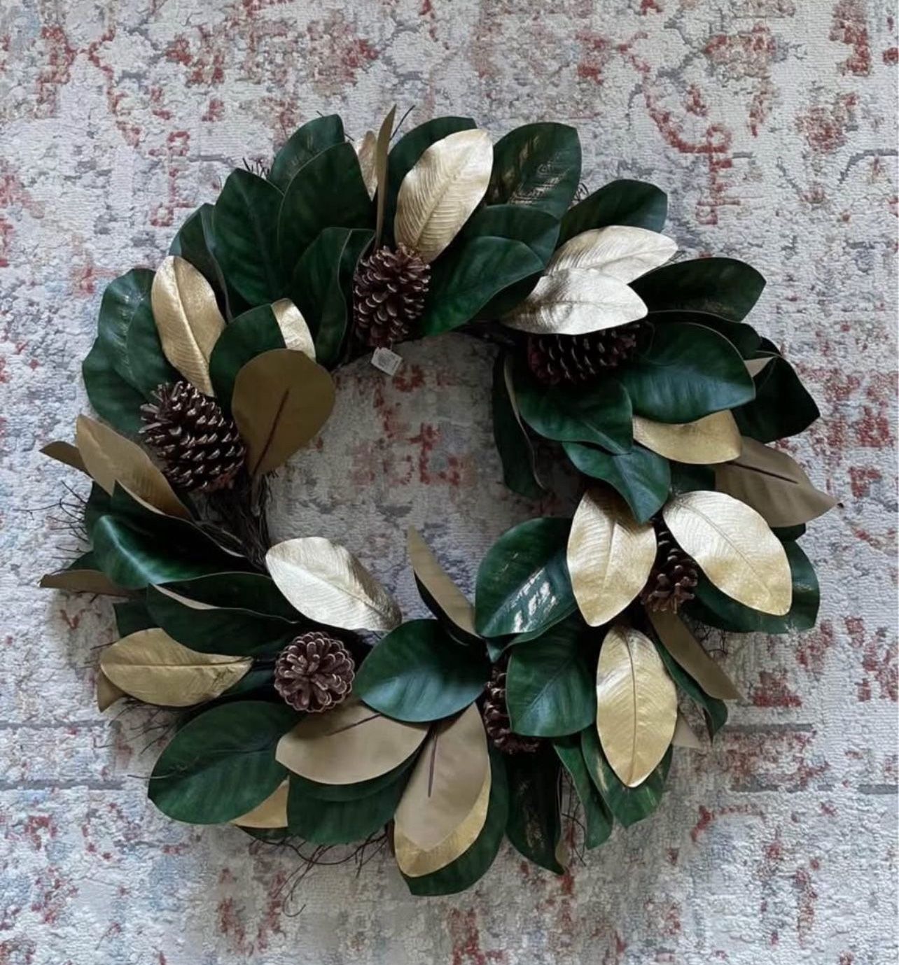 New 26” Green & Gold Magnolia Wreath