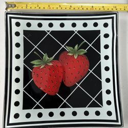 Vintage Strawberry Square Glass Plate