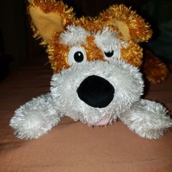 Chuckle buddies jumpin banana rolling laughing brown & white puppy dog PLUSH TOY