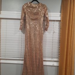 Beautifull  Sequin  Gold  Dress