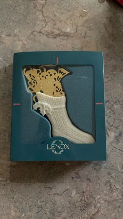 Lenox White and Gold Stocking Porcelain Ornament