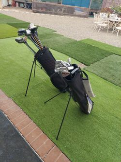 Golf bags, golf clubs