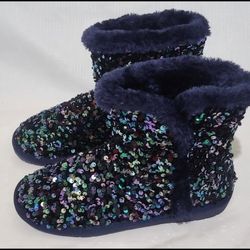 Sequins Glitter  Womens Winter Warm Snow Boots Comfortable Slip on Shoes Size 7