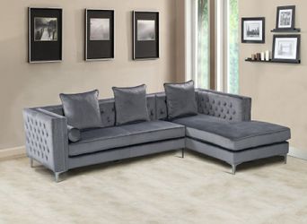 New Grey Velvet Sectional Sofa