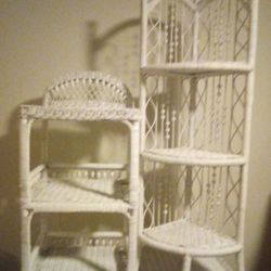 Wicker Bed Side Stand and Corner Shelf