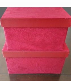 Red Velvety Large Card Gift Storage Stackable Boxes - Both For $15!