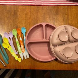Kids Silicone Plates And Utensils 
