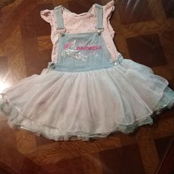 Unicorn Overall Denim and Tule Dress - Size 6 