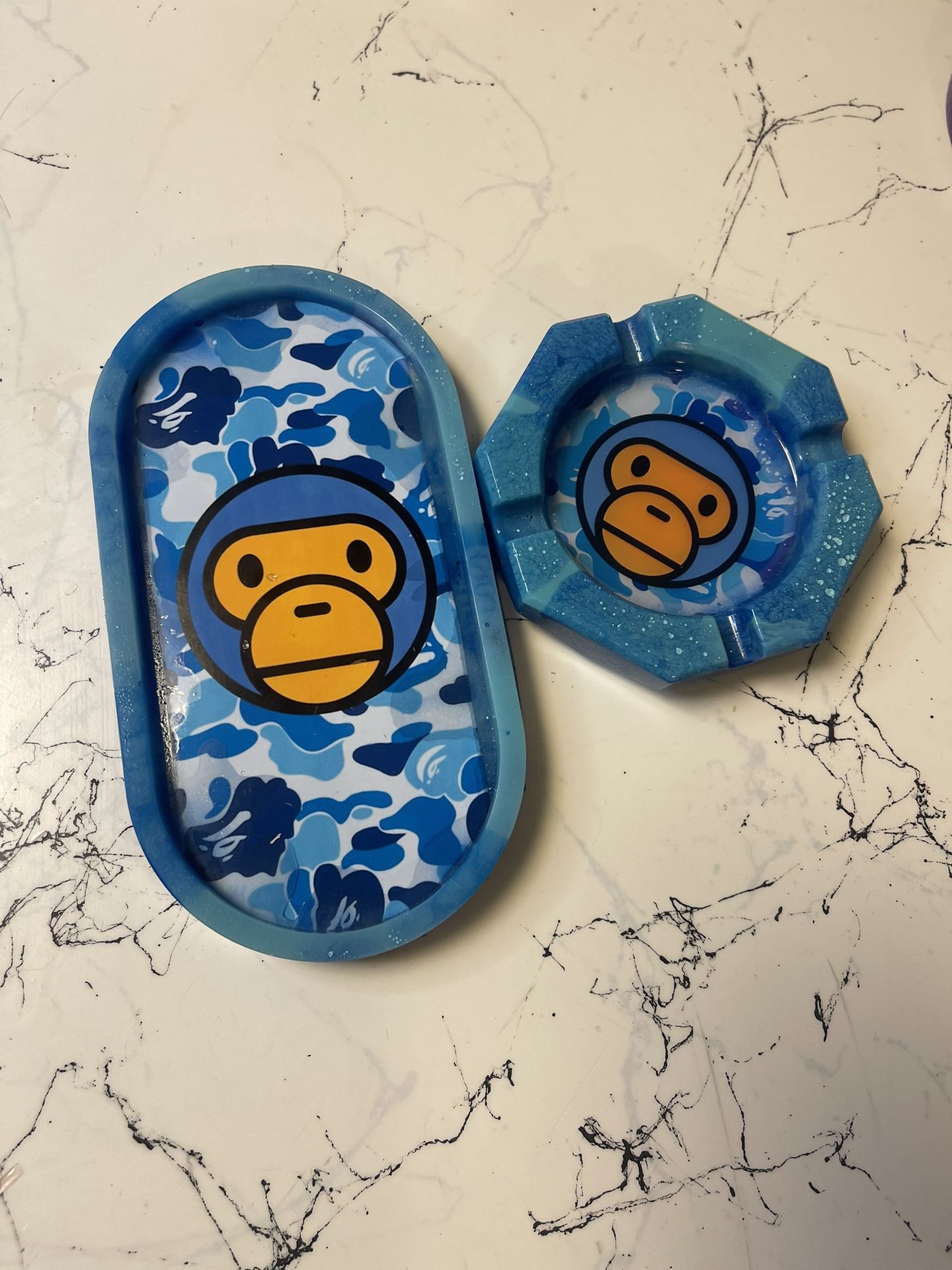Blue Baby Ape Camo Ashtray & Pocket Tray Set