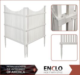 45in H x 36in W (2 Panels) No Dig Enclo Huntersville White Vinyl Privacy Screen, Outdoor Privacy Panels, Trash Can Enclosure, Air Conditioner Fence, P