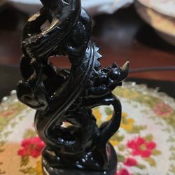 Antique or Vintage Chinese Black Stone Hand Carved Dragon Sculpture