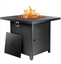 50000 BTU, 28 inch Square Propane Gas Fire Pit Table, suitable for backyard, deck, or outside use