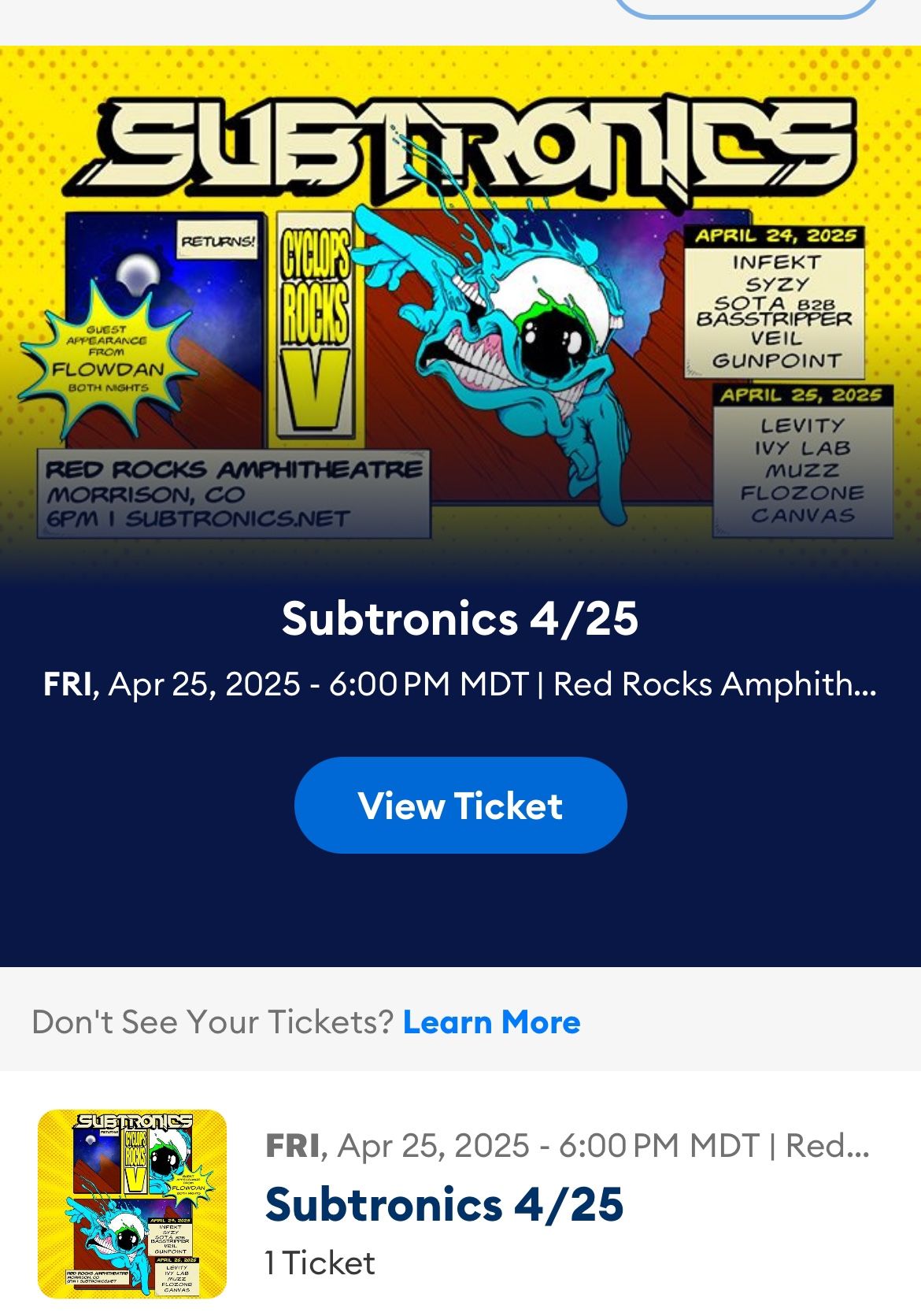 SUBTRONICS GA TICKET