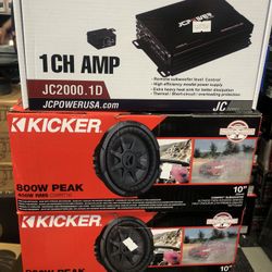 Jc Power 2000 Watts Bass Amp And Two CompRT Kicker Subs On Sale Today 