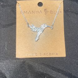 Hummingbird necklace, silver
