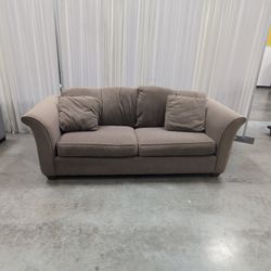 Taupe Upholstered Rolled Arm Couch