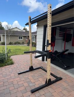 Rogue Squat Stand with Dip Attachment
