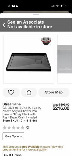 Alcove acrylic shower pan base glossy black