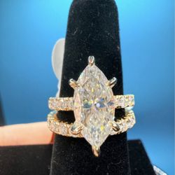 # 43- Size 6 Gorgeous 6.00 CTW Marquise Moissanite Wedding Ring Set for Sale Size 6