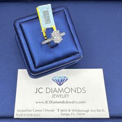 Earrings 2 Karat Lab Diamonds 14k Gold /Oval Stone Center 