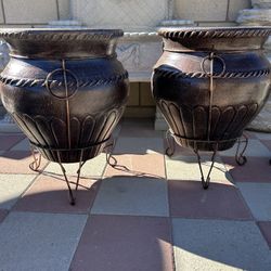 New Flower Pots Made Out Of Clay With Metal Perfect Gift 🎁 