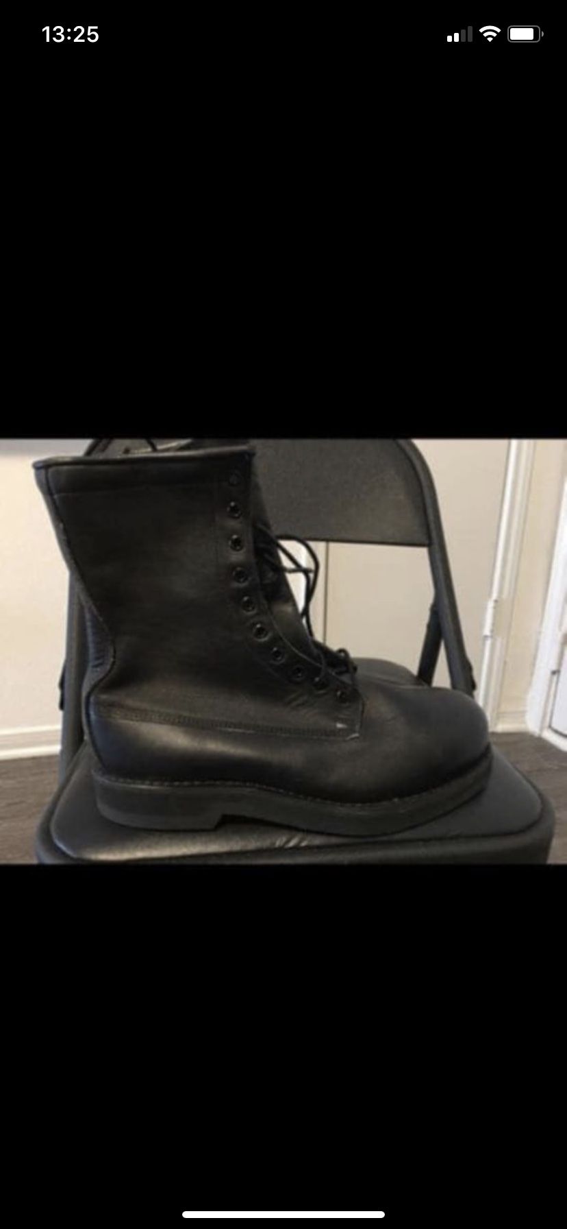 Black leather steel toe boots. New. Made in USA SIZE 9.5W
