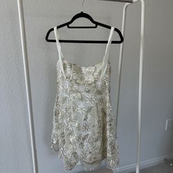 White And Gold Sequin Dress 