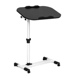 Mobile Laptop Desk 360° Rotatable Panel Adjustable Height Desk Rolling Cart Ergonomic Table with Wheels for Home Office School, Black