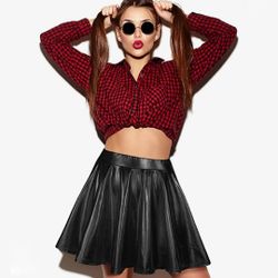 New Black Pleather Skirt 