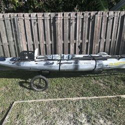 Sea Ghost 130 Kayak With bicycle trailer