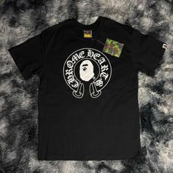 Black Chrome Heart Bape Tee