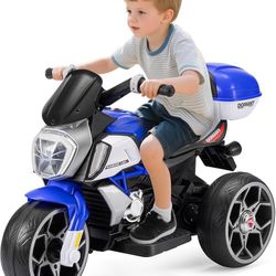 6V Kids Electric Motorcycle, 3 Wheels Ride on Motorbike for Boys Girls Ages 3-8, Connect with Phone, Electric Toy Motor with Headlight, Horn, Music, M