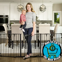 Regalo Deluxe Home Accents 74 inch Widespan Baby Safety Gate, Black,