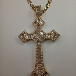Cruz Grande Con Cadena Oro Laminado 14K Alta Calidad 55$ Big Cross With chain Gold Plated High quality