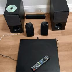 1200W Samsung Receiver Home Theater  5-Disc Changer. 3 Speakers, 2 Subwoofer. HDMI, USB,  AM/FM,  Optical, AUX, Bluetooth.  Remote control.