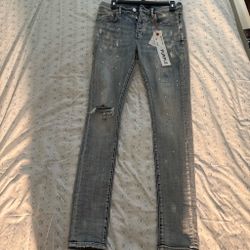 Purple Brand Purple Brand Mid Rise Destroy Paint Jeans