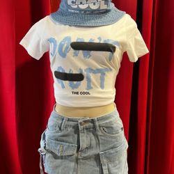 Women Shirt $20 Blue Skirt $45