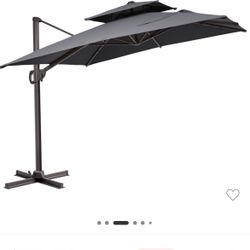 10x13FT cantilever umbrella 360 Rotation Light Grey 