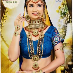 Bridal Jewelry Set-7 pc-INDIAN-GOLDEN-NECKLACE-BOLLYWOOD SUHAG WEDDING-USA SELL