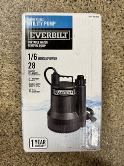 Everbilt 1/6 Horsepower Submersible Utility Pump - New - Open Box