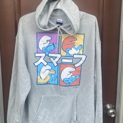 The Smurfs Sideview Face Panels Pullover Hoodie Sweatshirt  Xl.