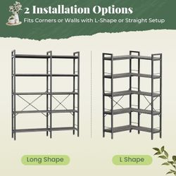 5 Tier L-Shape Corner or Straight Book Shelf