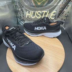 Hoka One One Men’s Bondi 8 Running Shoes Black / White Size 9.5 2E (Wide)