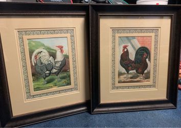 Pair of Framed Rooster Prints