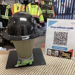 LIFT Carbon Fiber Full Brim Gloss Black Safety Hard Hat