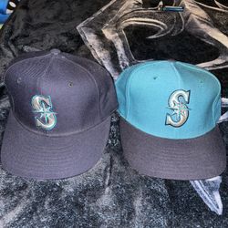 Seattle Mariner Fitted Hats Size 7 1/8