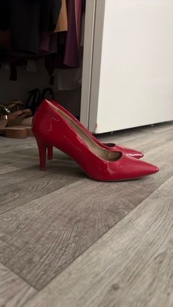 Red kitten heels
