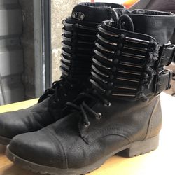 gypsy 6355-97 not rated combat boots women's black leather boots size 5.5